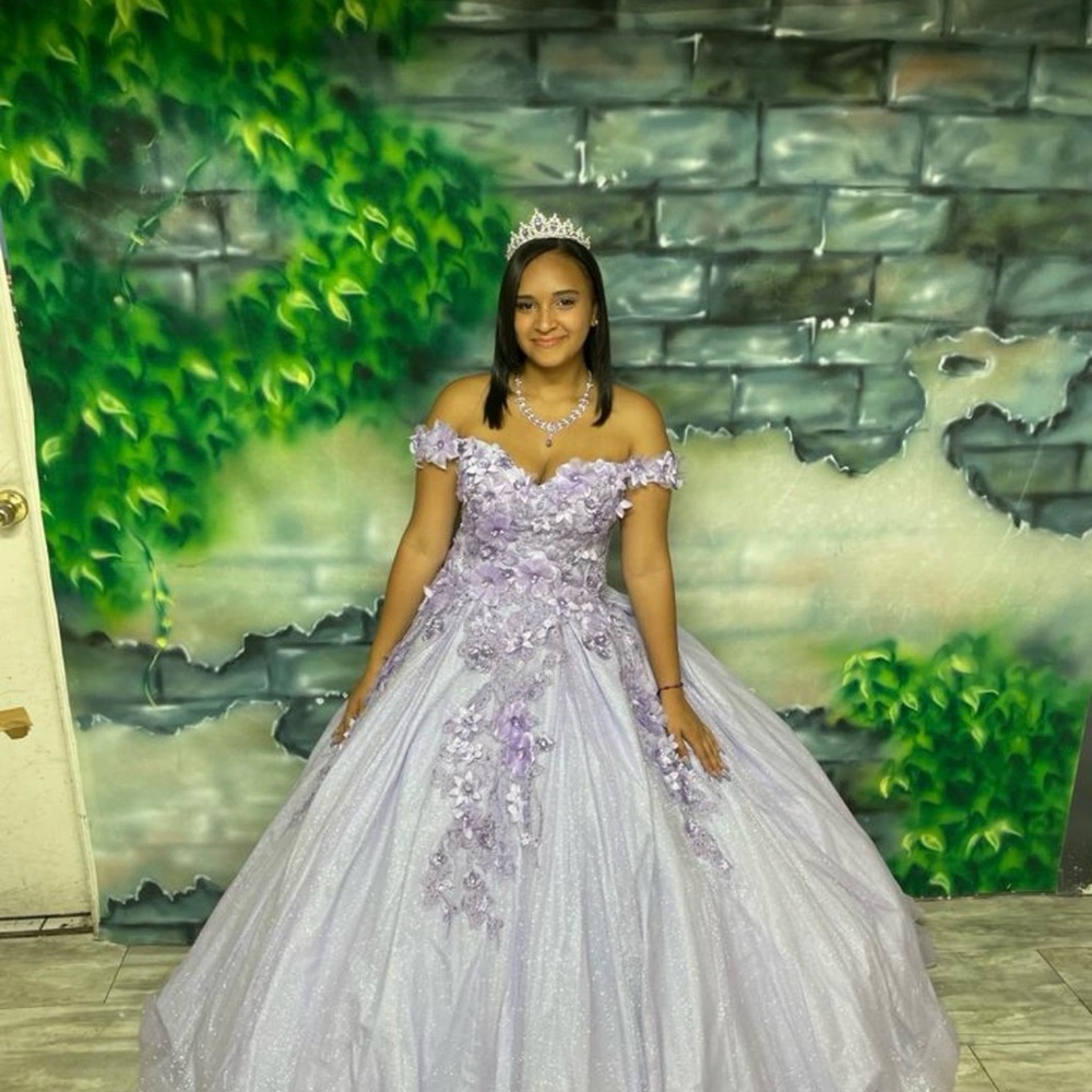 Lavender Ball Gown with Floral Accents